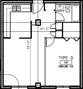 a floor plan of a small house with a kitchen and a living room